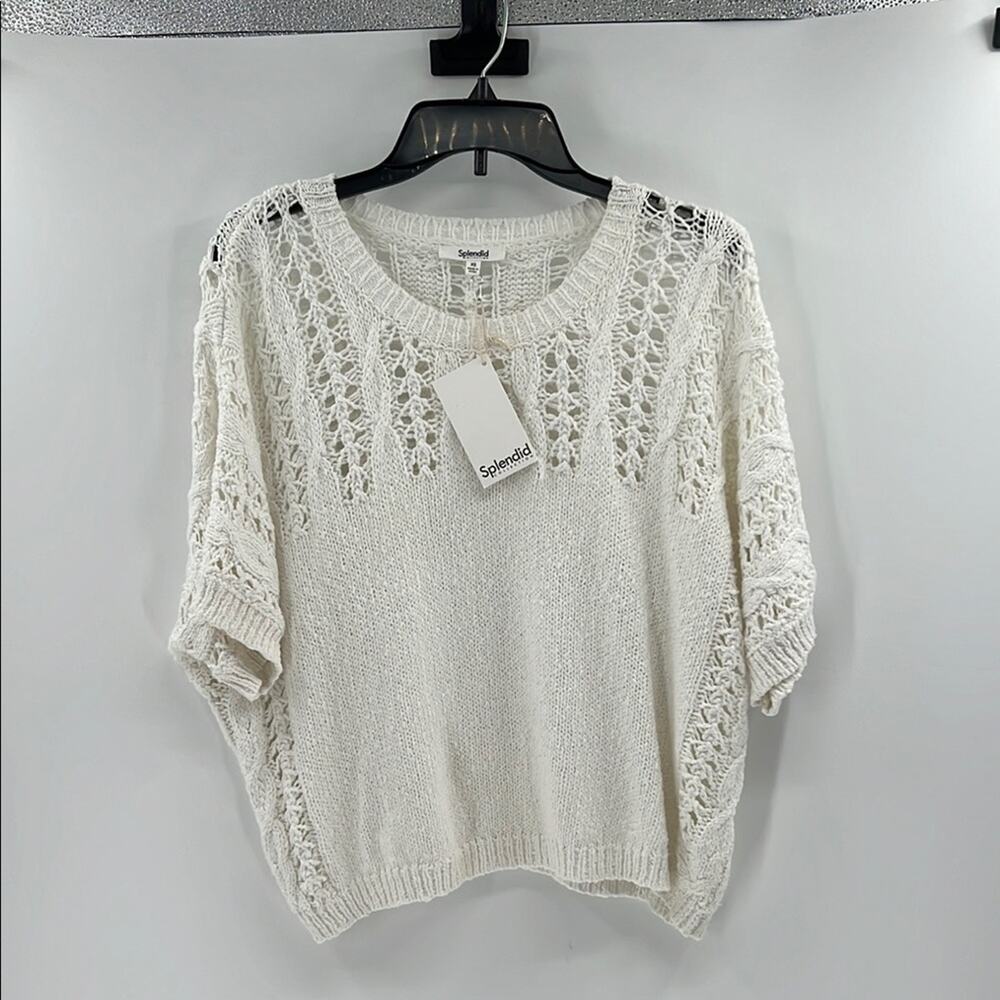 Splendid Collection Women's Short Sleeve Sweater - White - XS - New with tags